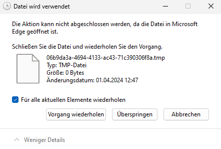 Datei wird verwendet