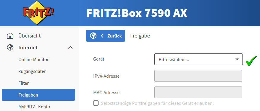 Freigabe für Gerät