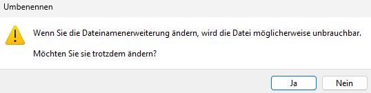 Warnung - DateinamenÀnderung