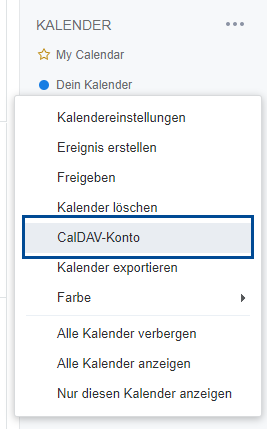 CalDAV Konto