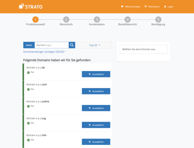 Domain auswÀhlen
